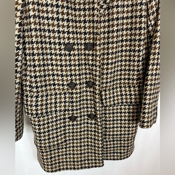 Vintage Wool Houndstooth Double Breasted Blazer Sz M - Picture 11 of 13